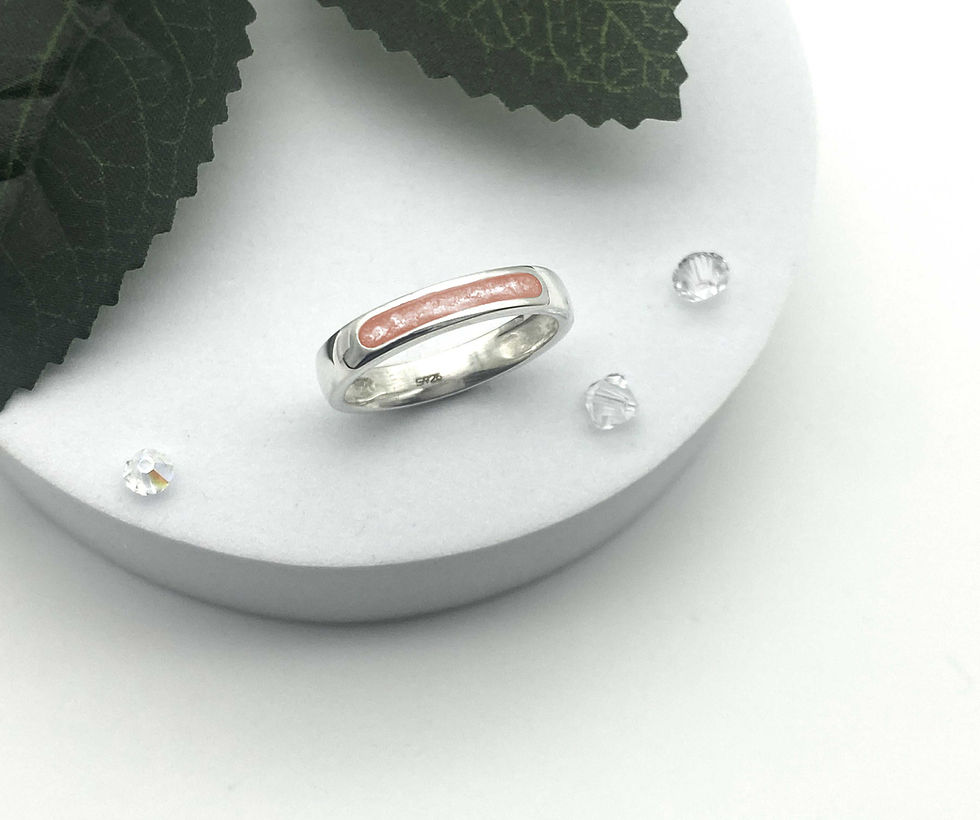 Thumbnail: Pink Memorial channel ring with ashes