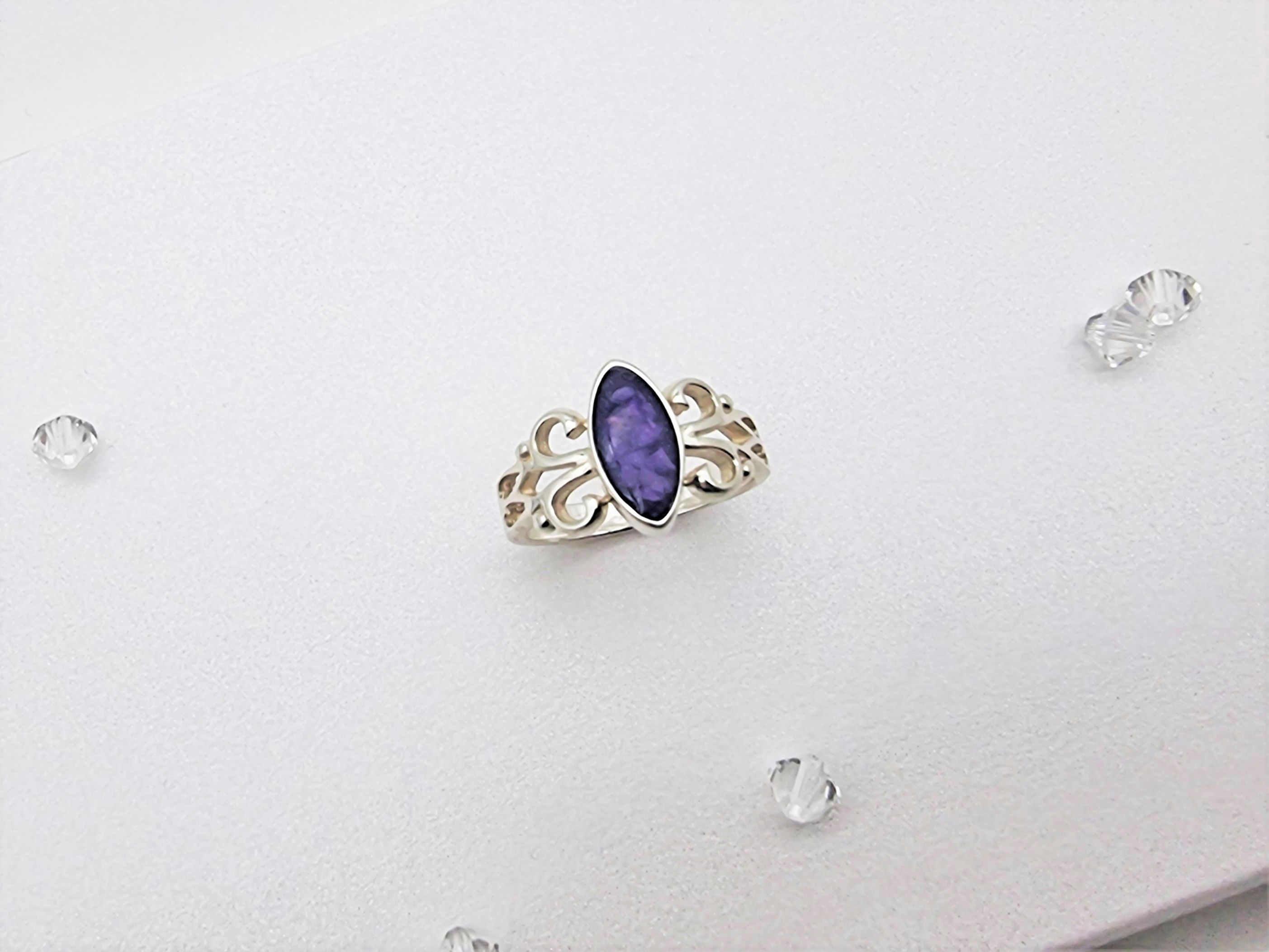 Oval Silver Ashes Memorial Ring