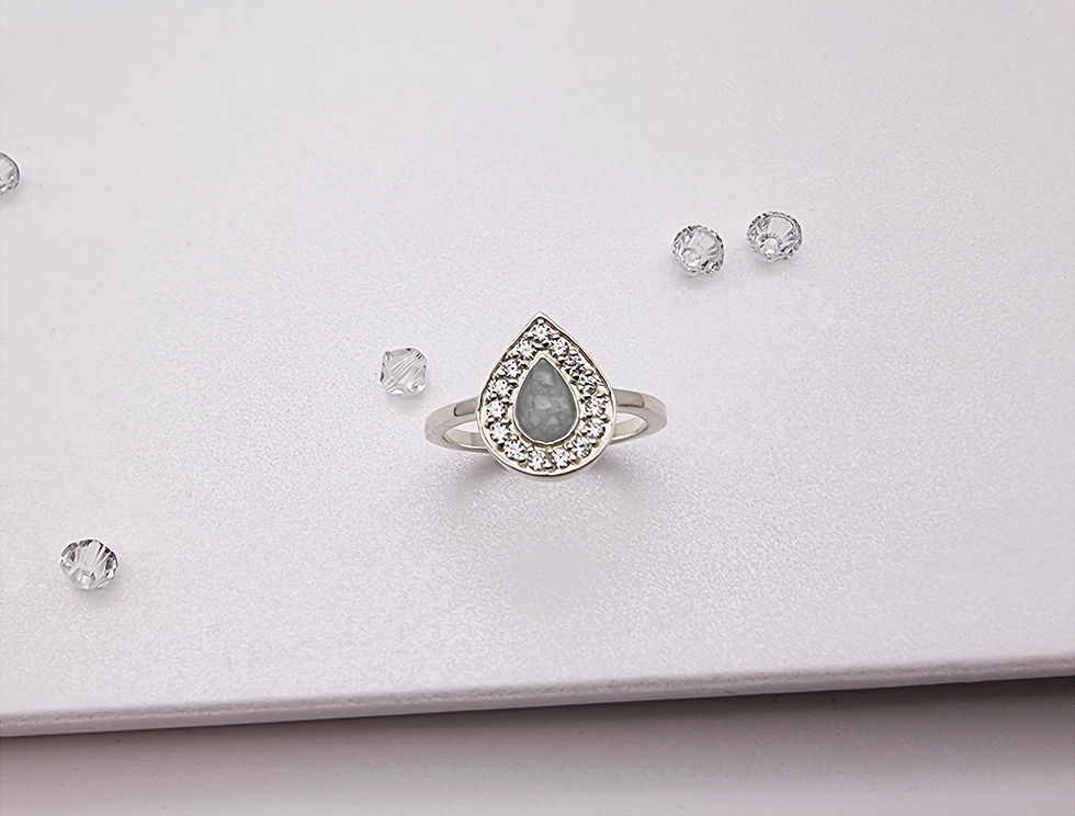 Thumbnail: Crystal Teardrop Ashes Memorial Ring