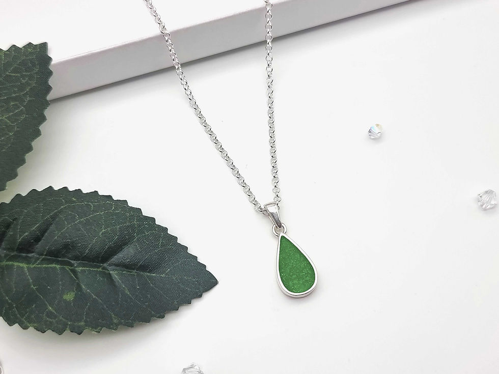 Thumbnail: Green Ashes teardrop pendant, sterling silver