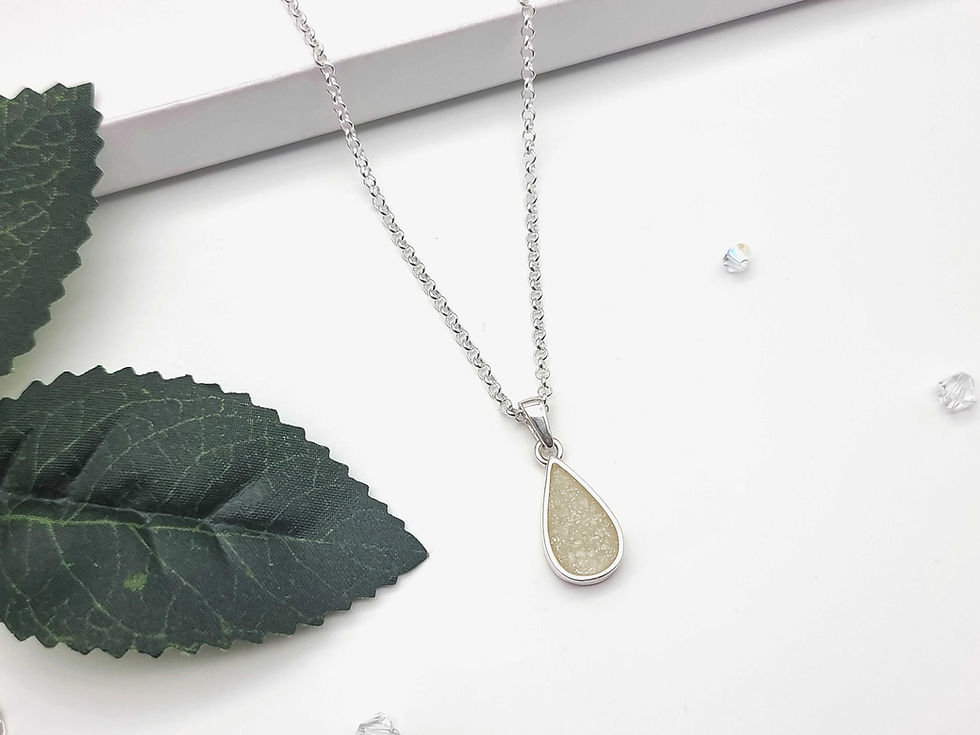 Thumbnail: Champagne Teardrop Ashes Memorial Pendant Top View