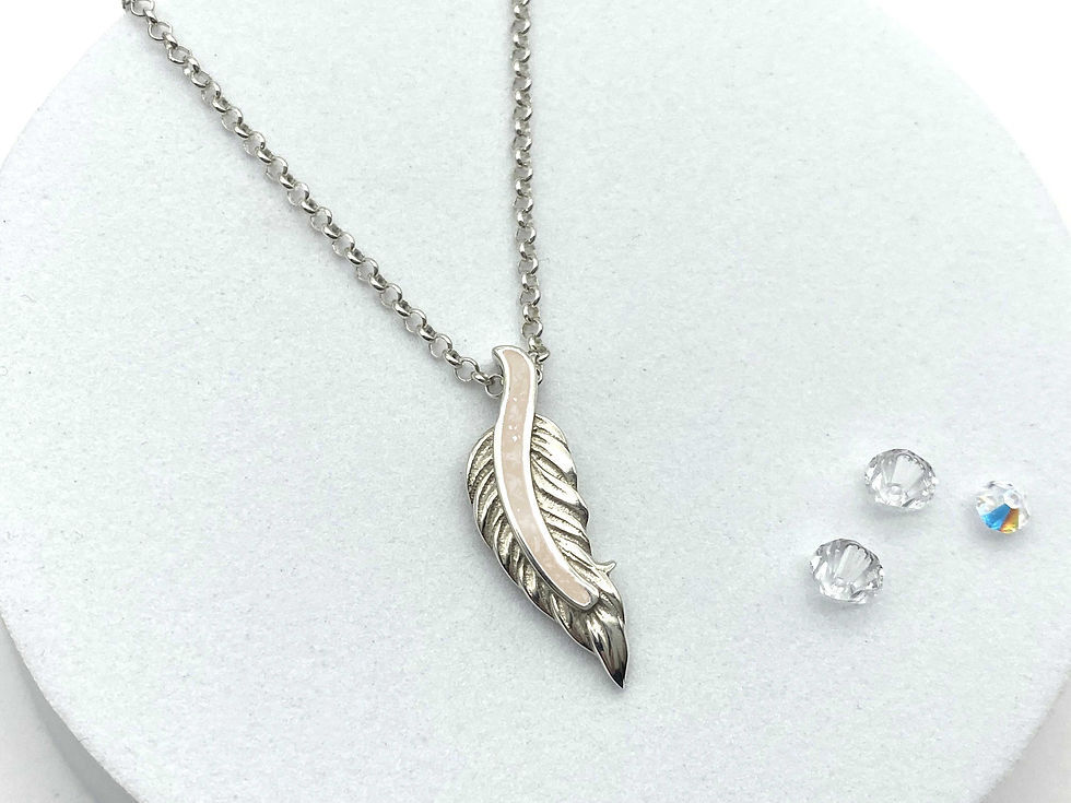 Thumbnail: Champagne Feather ashes memorial pendant