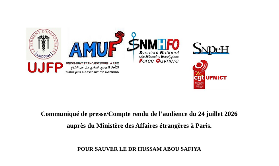 Communiqué de presse/Compte rendu de l’audience du 24 juillet 2026 auprès du Ministère des Affaires étrangères à Paris.