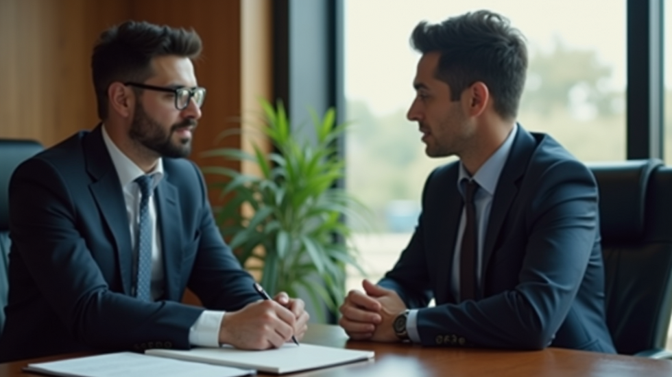 Vista de un abogado asesorando a un cliente sobre bancarrota
