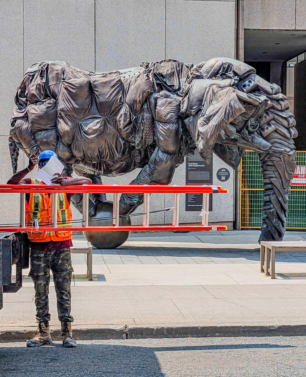 Further to matching people with art, we stepped outside for a breather and lunch just as a work crew was setting up on the street.