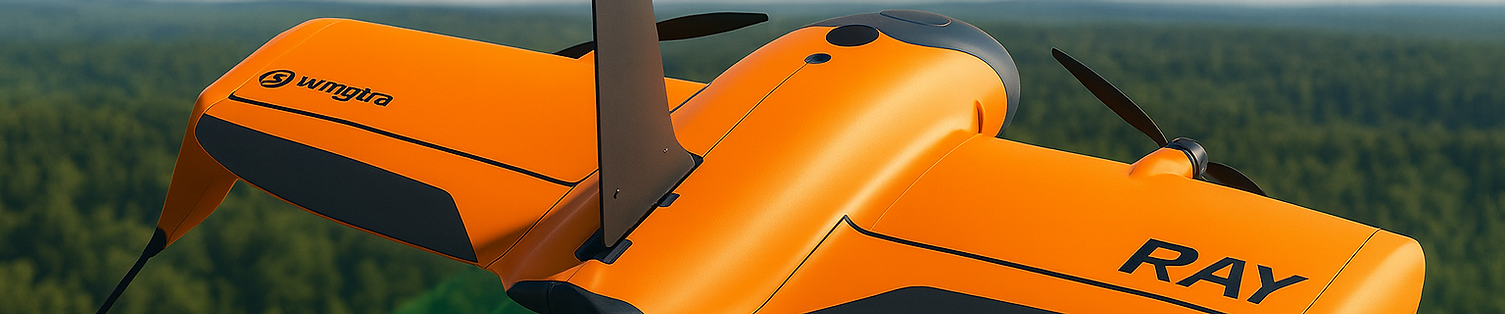 Wingtra Ray Product descriptions flying over trees