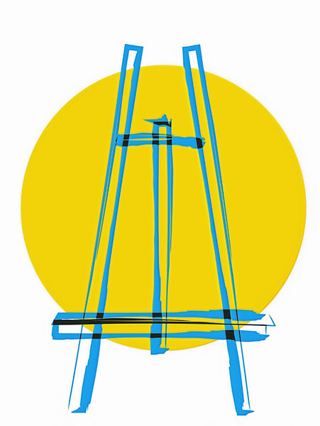 logo of an art easel and sun
