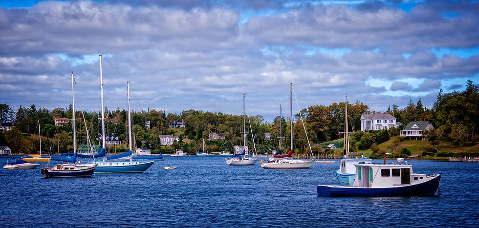 boats on the shore of chester harbour nova scotia