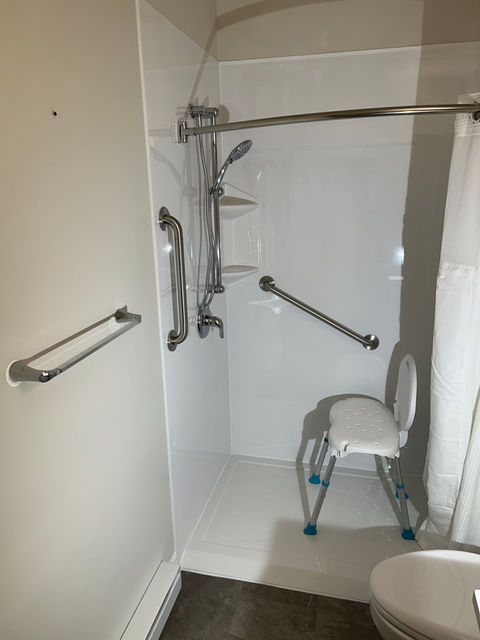 new shower with assistance rails