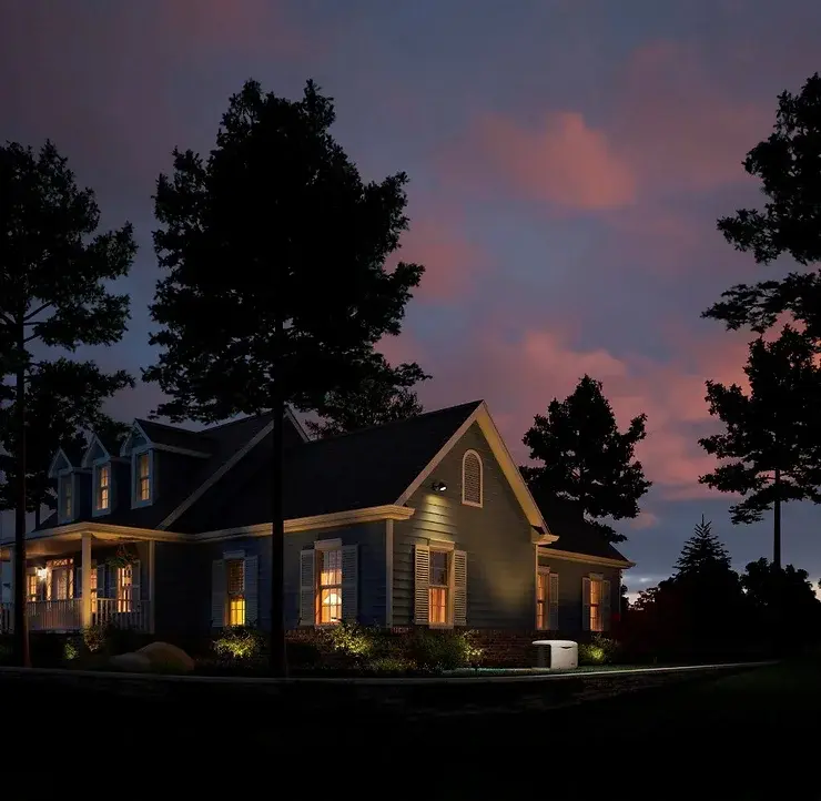 home at sundown with a generator