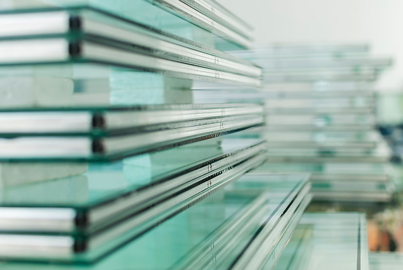 glass panels in manufacturing plant
