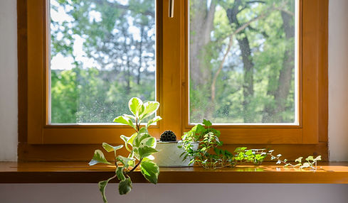 window with wooden frame