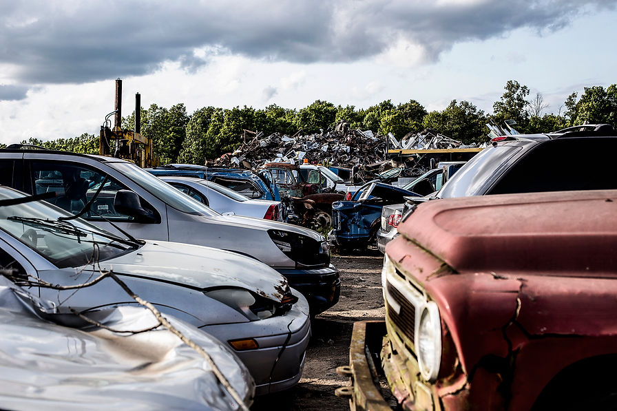 old cars in scrap yard