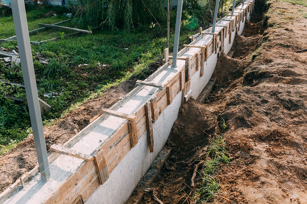 Timber formwork with metal reinforcement with pour concrete