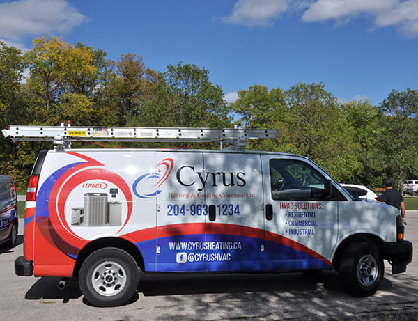 CYRUS Heating & Cooling work van