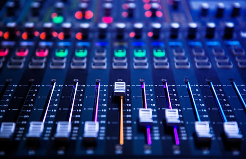closeup on sound mixing board