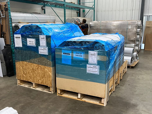 wrapped roll-up doors in warehouse
