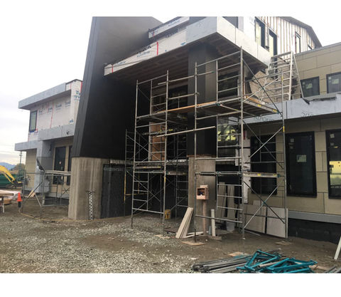 construction project with scaffolding