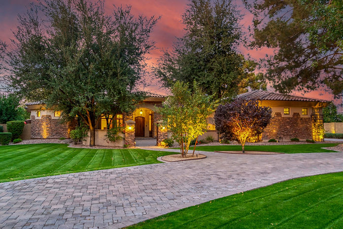 home exterior at sunset