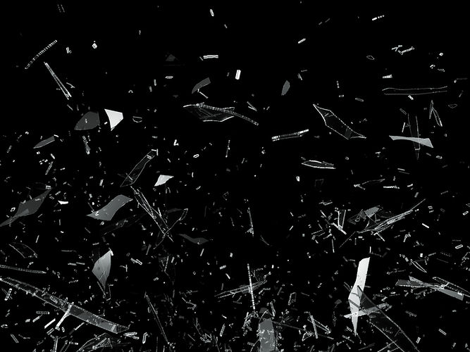 Pieces of Broken Shattered glass black background
