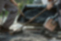 Workers making new asphalt pavement