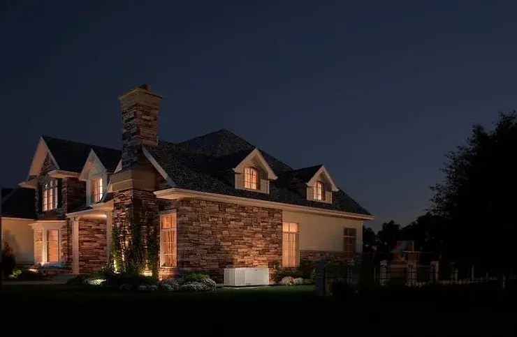 home at night with a generator
