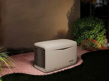 residential generator at night