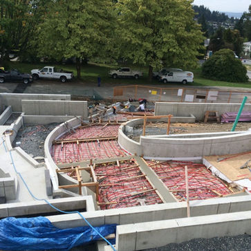construction of concrete walkways and driveways