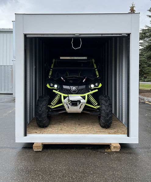 recreational vehicle in mini garage