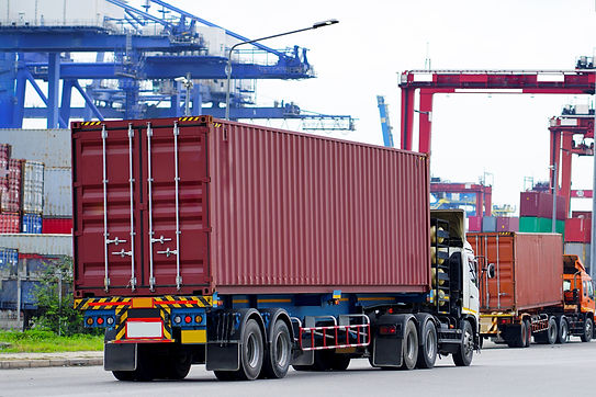 Container truck in ship port Logistics