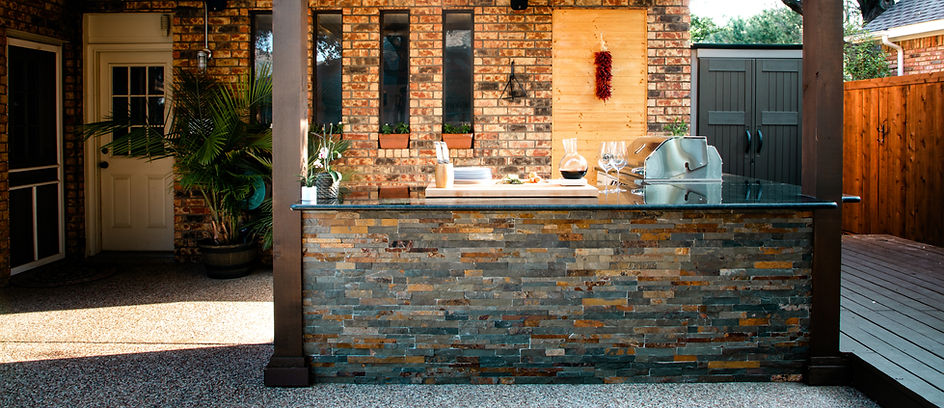 terrasse avec cuisine extérieur
