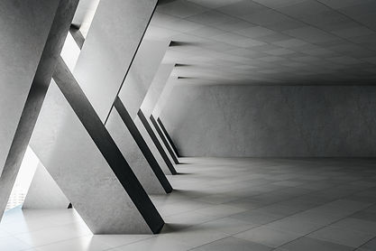 Minimalistic concrete interior with columns