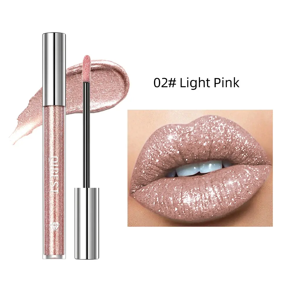 QIBEST Shimmer Lip Gloss Beauty Girl Diamond Glitter Lip Tint Waterproof