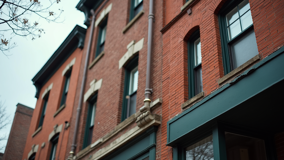Close-up view of a historic brick building in St. Louis' Old North neighborhood
