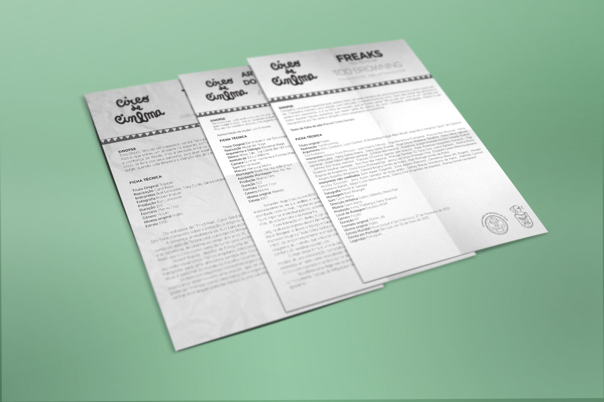 Folhas de sala | Circo de Cinema