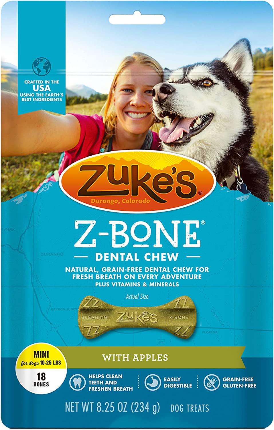 Thumbnail: Zukes Z-Bones Grain Free Clean Apple Crisp Dental Dog Treats