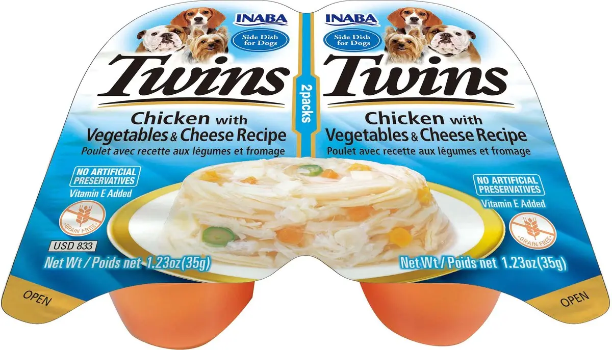 Inaba Dog Twin Cups Chicken With Vegetables & Cheese Recipe Dog Food, 2.46 Oz