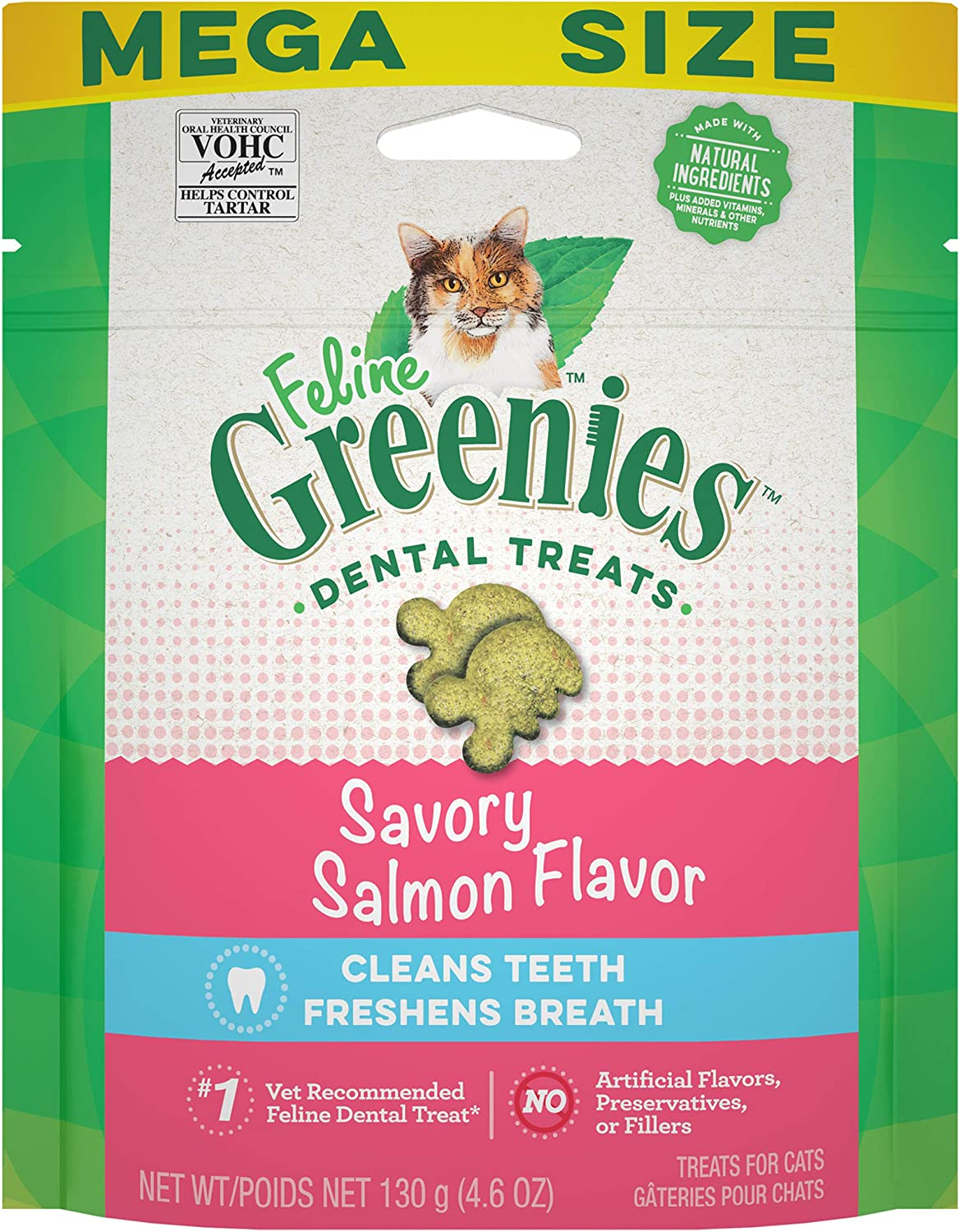 Feline Greenies Dental Cat Treats, Savory Salmon Flavor, 4.6 Oz