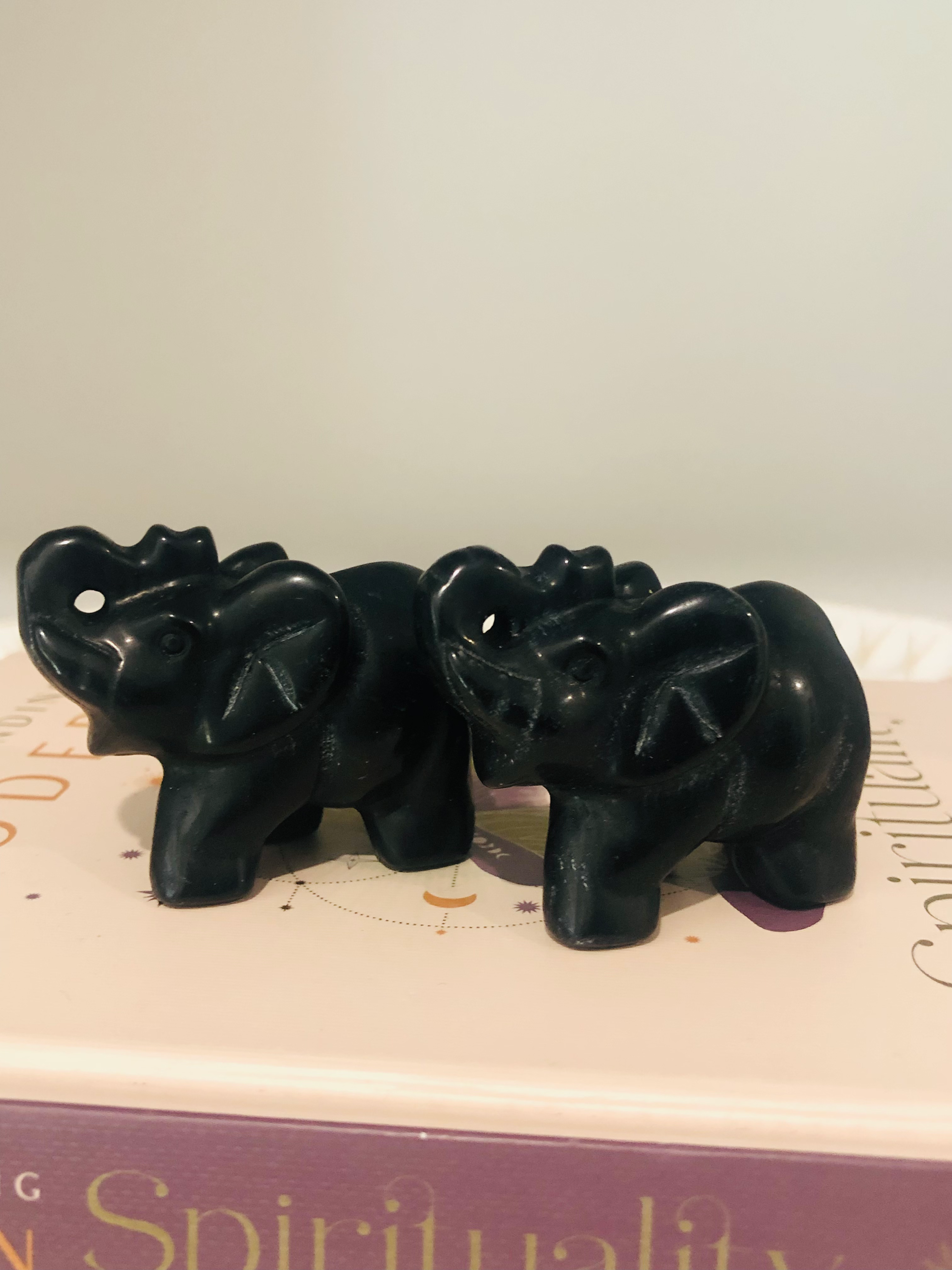 Black Tourmaline Elephants