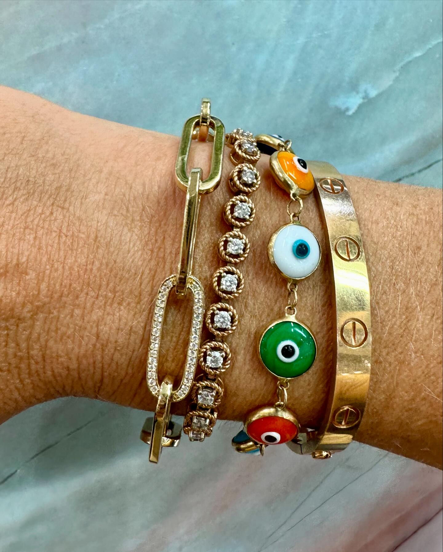 Large Link Diamond Pave Bracelet