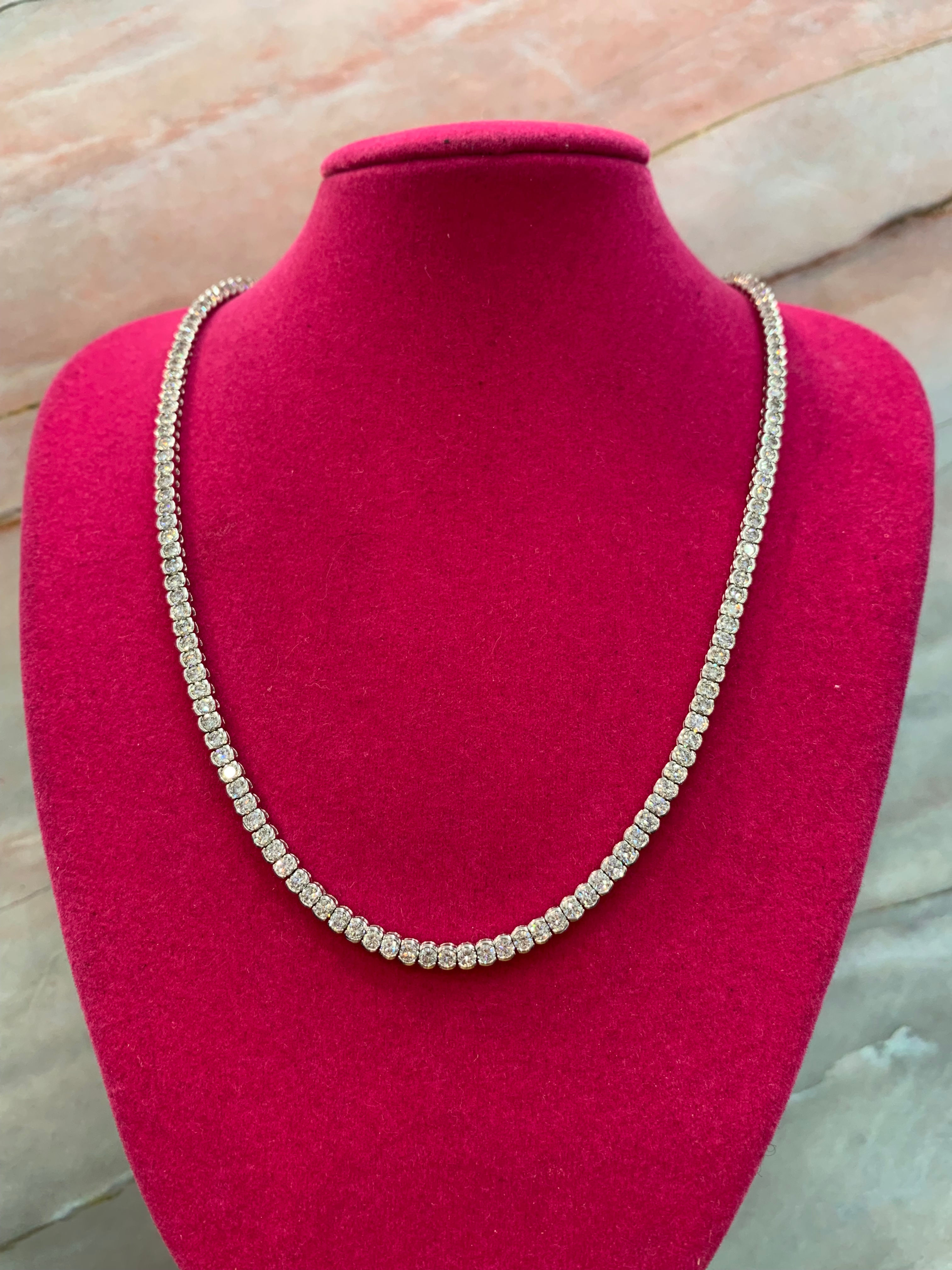 Bezel Set White Gold Diamond Tennis Necklace