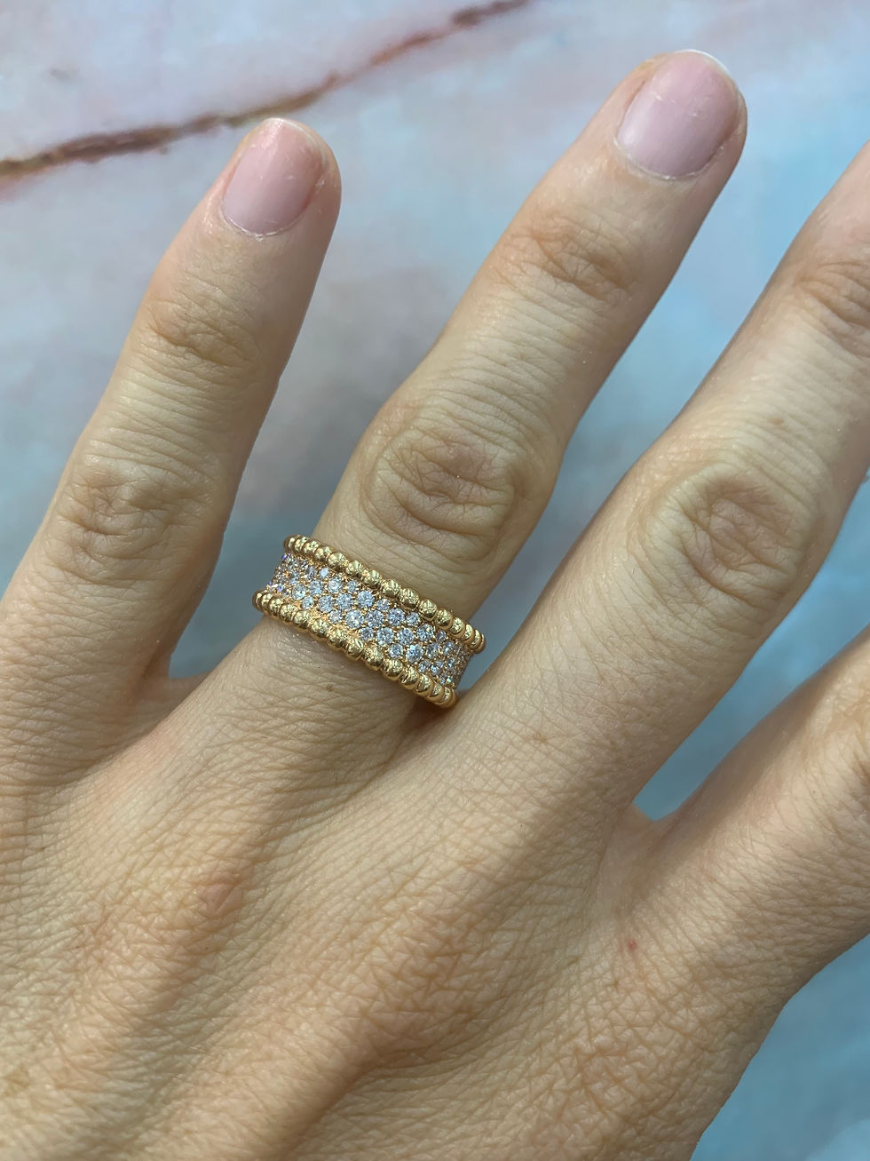 3 Row Diamond Pave Eternity Band