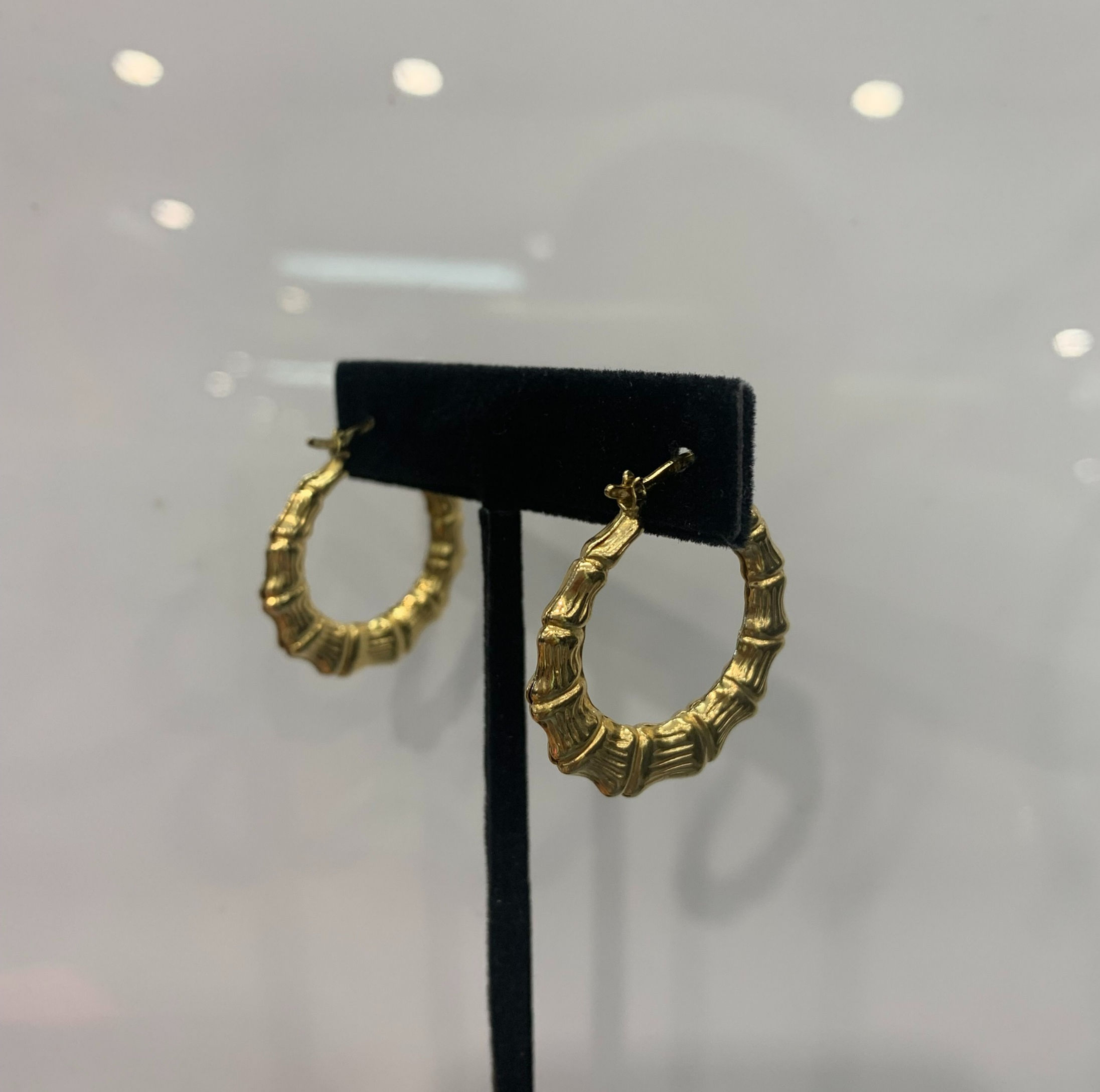 Bamboo Style Gold Hoops