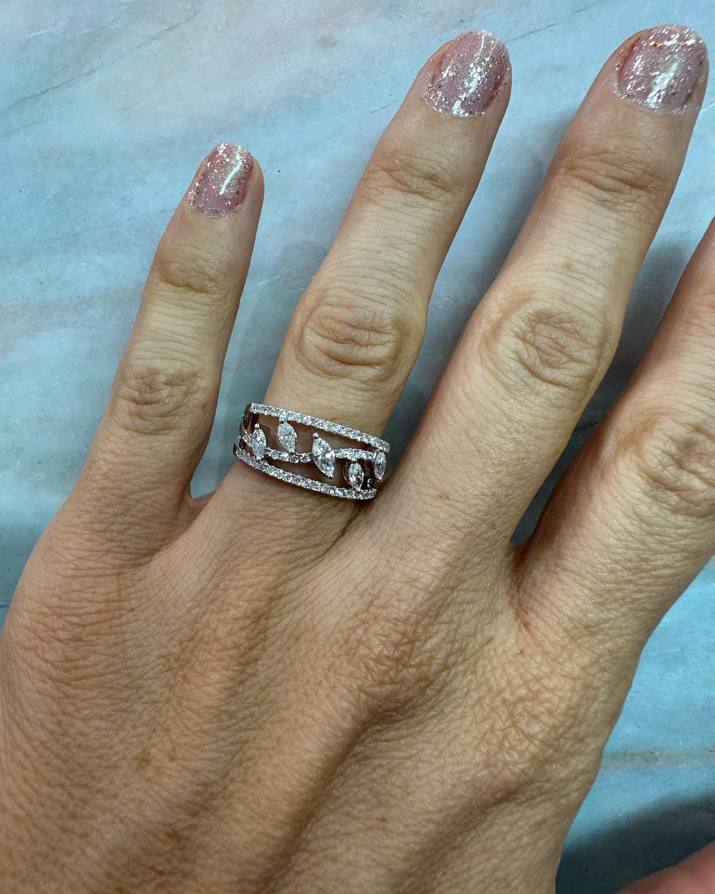 Pave Diamond "Leaf" Ring