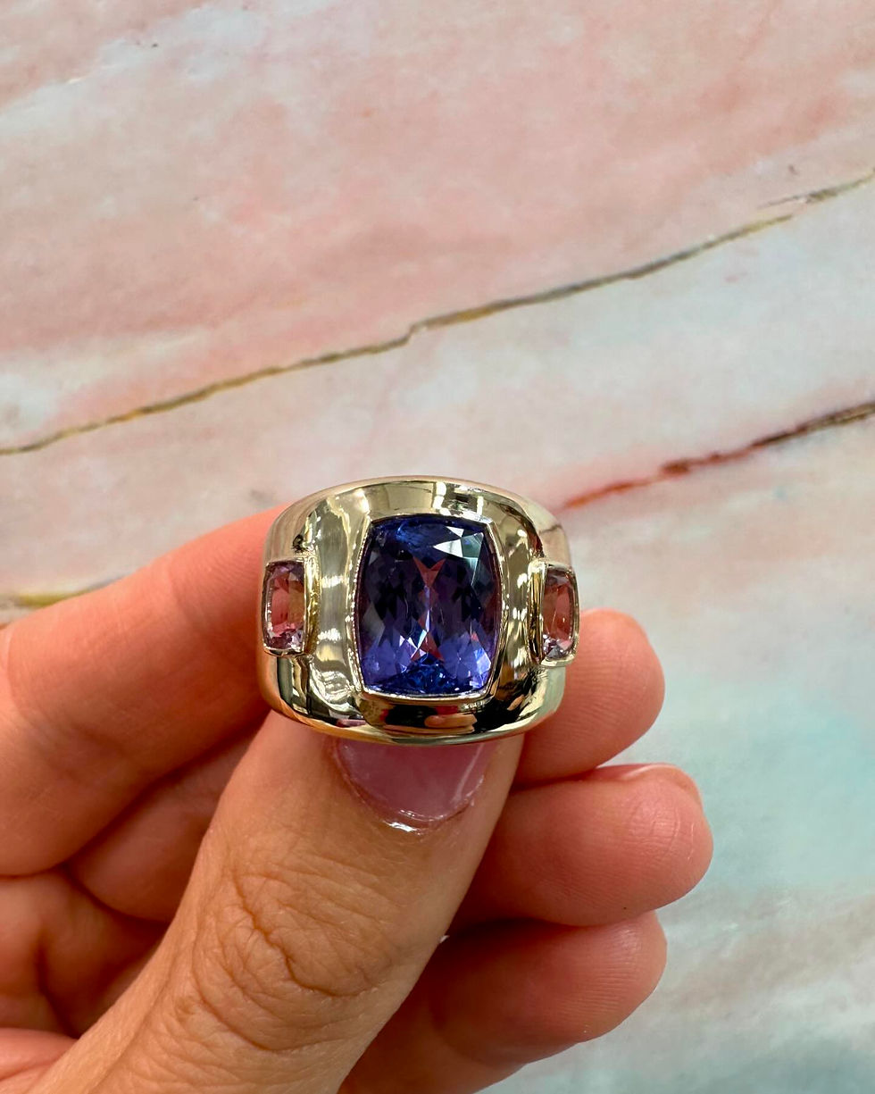 Thumbnail: Tanzanite and Kunzite Cigar Band Ring