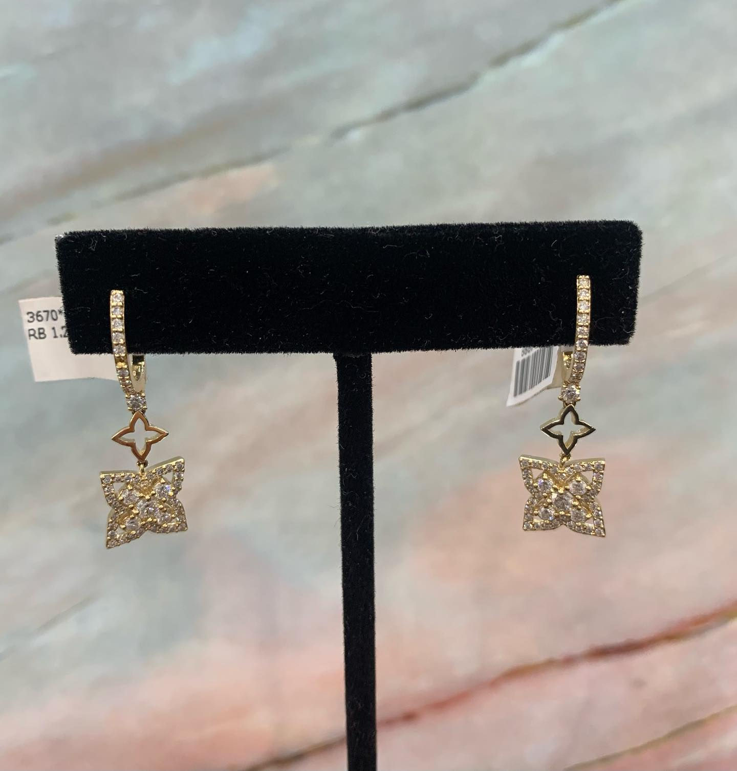 Diamond and Yellow Gold Star Earrings