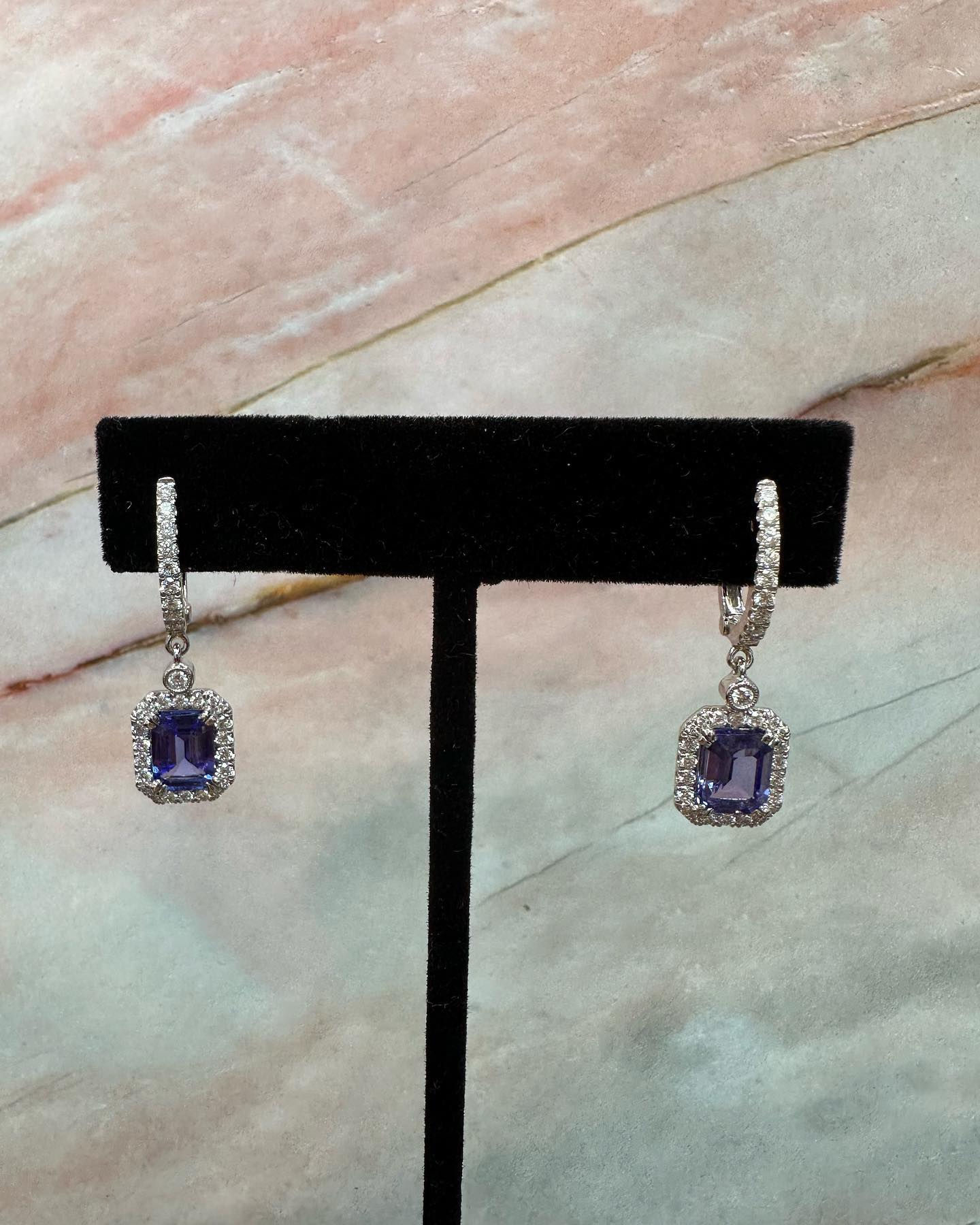 Diamond and Tanzanite Drop Earrings
