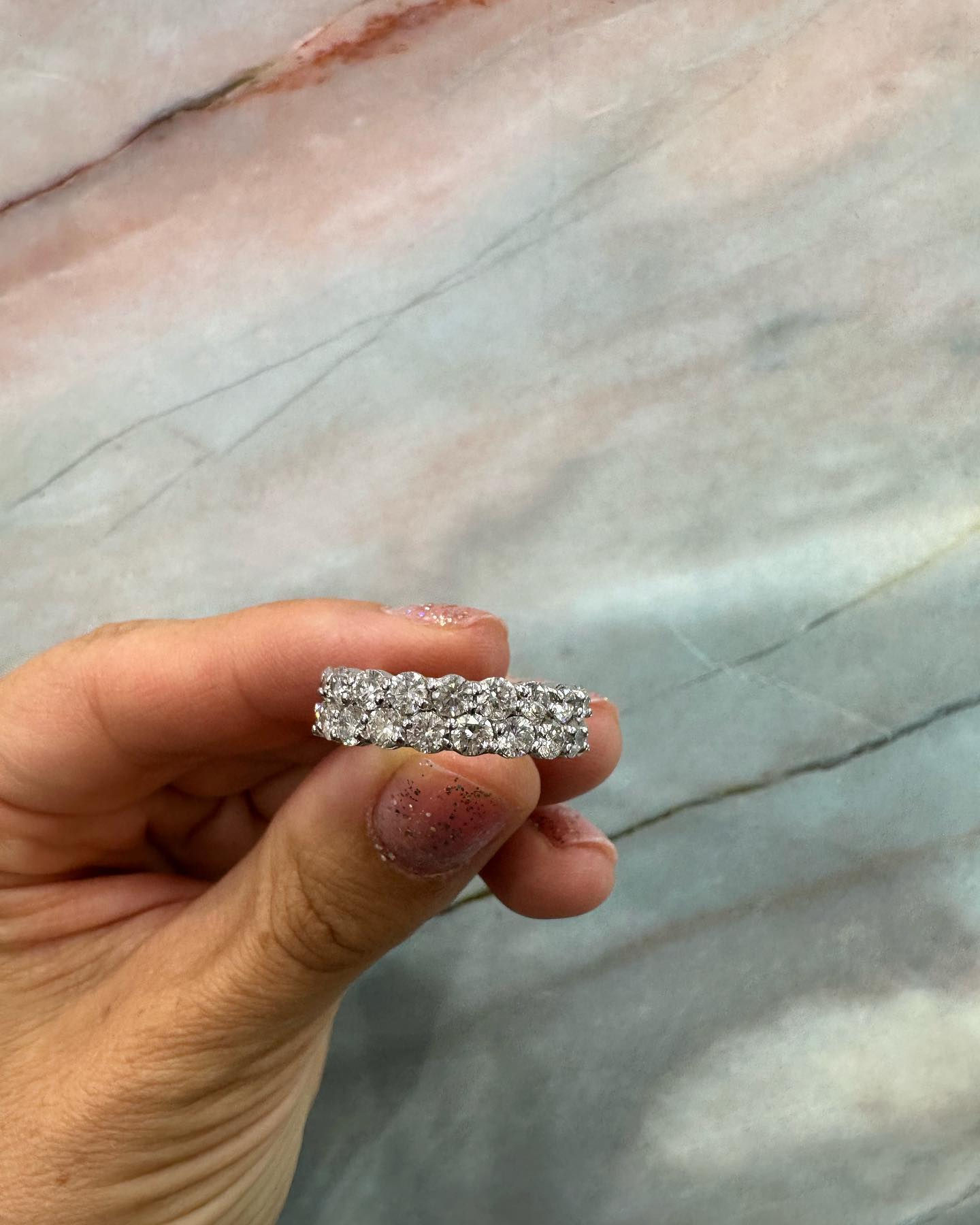 Half Eternity Double Diamond Band