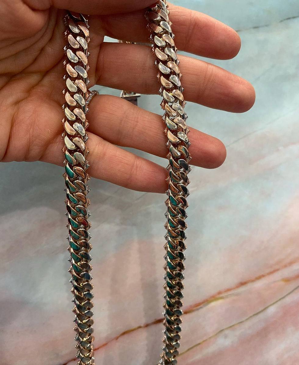 Thumbnail: Two Tone Heavy Diamond Cuban Link Necklace