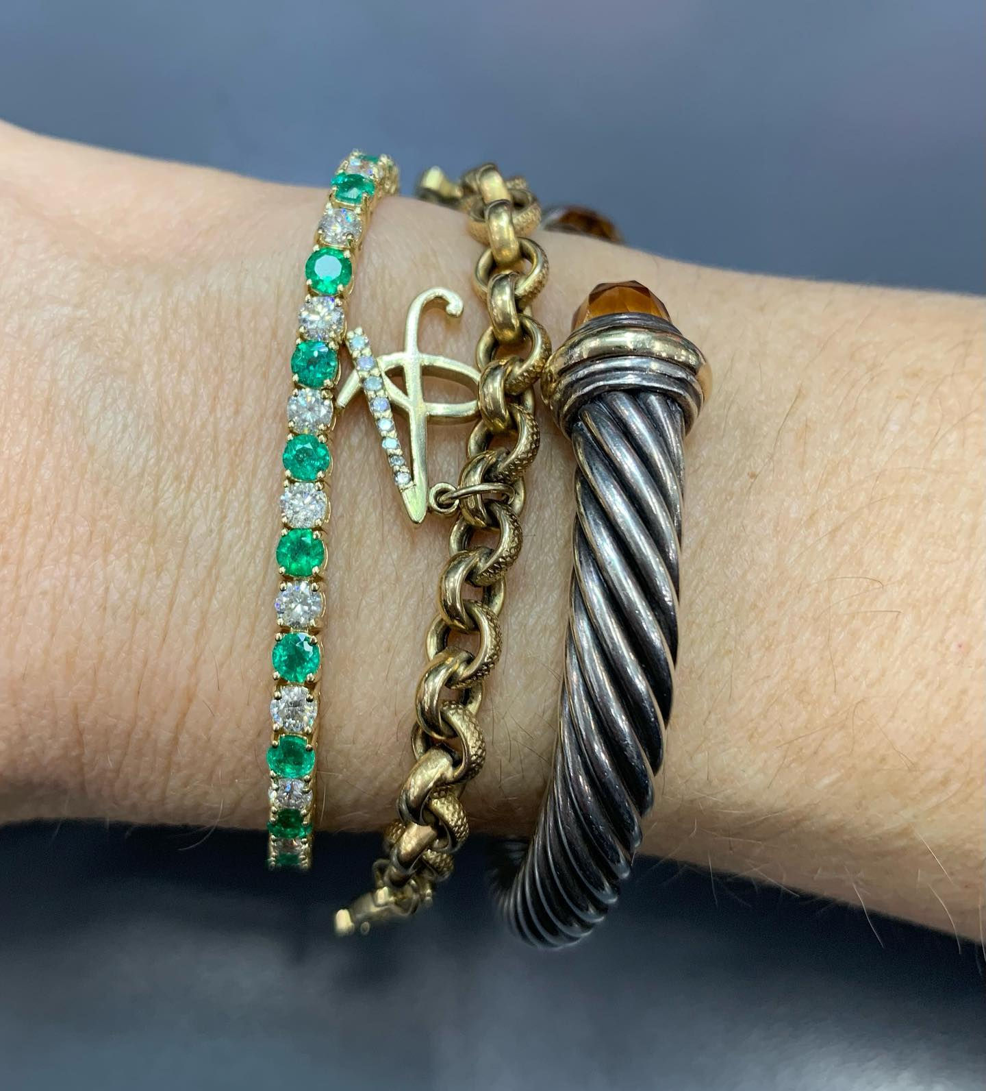 6ct Emerald and Diamond Tennis Bracelet